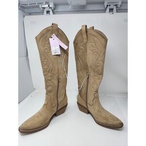 Universal Thread Tan Suede Western Knee-High Heeled Boots